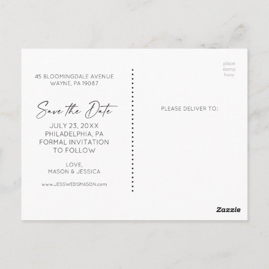 Sparen het Briefkaart van de Datum - Minimaal Manu (Achterkant)