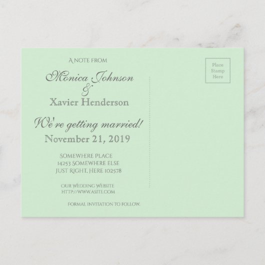 Sparen het Briefkaart van de Foto van de Datum (Achterkant)