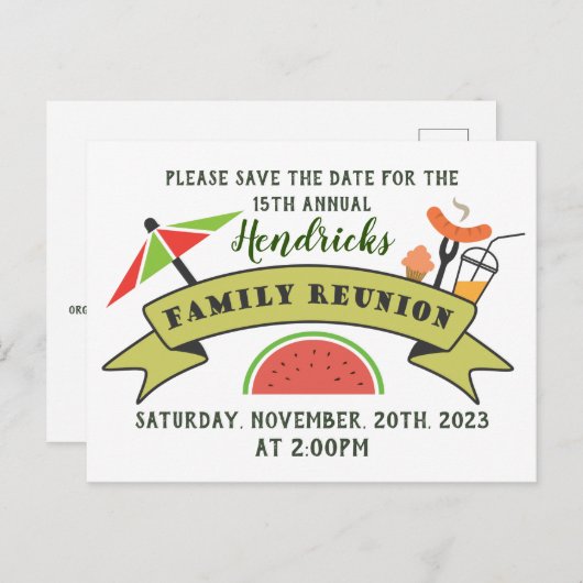 Sparen het briefkaart van het de gezinsherenigings (Voorkant / Achterkant)