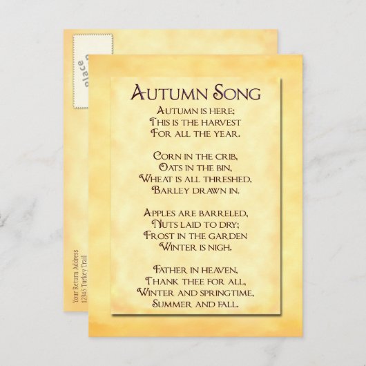 Sparen het Briefkaart van het Gedicht van de Thank (Voorkant / Achterkant)