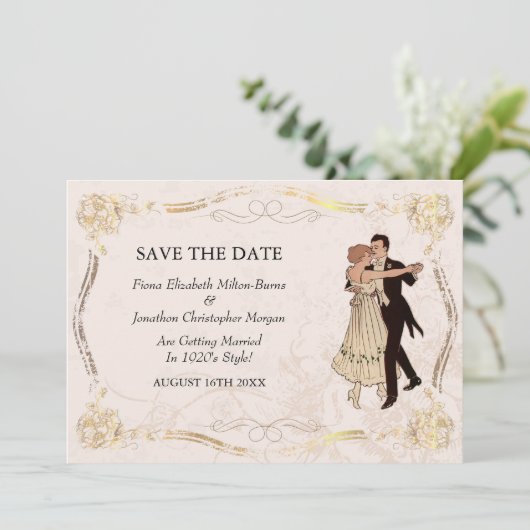 Sparen het Dansende Paar van 1920 van de Datum Save The Date (Staand voorkant)