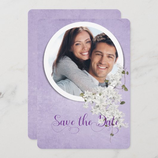 sparen het date-round lijst op paars save the date (Voorkant / Achterkant)