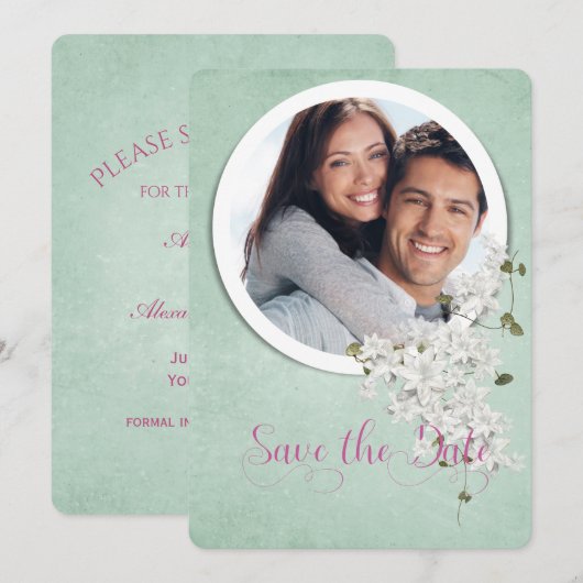 sparen het date-round lijst op zacht groen save the date (Voorkant / Achterkant)