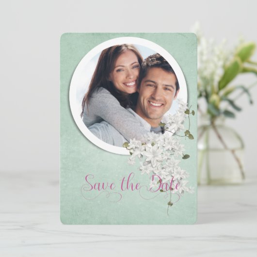 sparen het date-round lijst op zacht groen save the date (Staand voorkant)