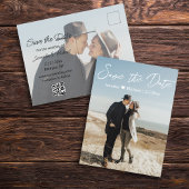 sparen het datum witte handschrift paar 2 foto's aankondigingskaart