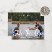 sparen het datum witte handschrift paar 2 foto's notitiekaartje (Voorkant / Achterkant in situ)