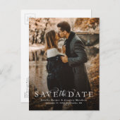 Sparen het datumelegante verticale fotobriefkaart aankondigingskaart (Voorkant / Achterkant)