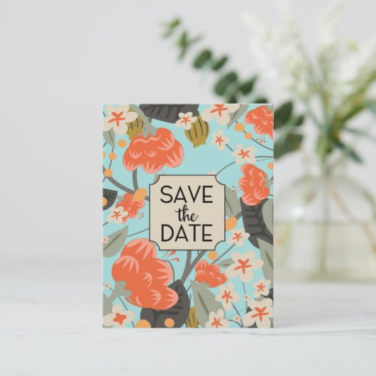 Sparen het  Floral patroon van de Datum Briefkaart (Staand voorkant)