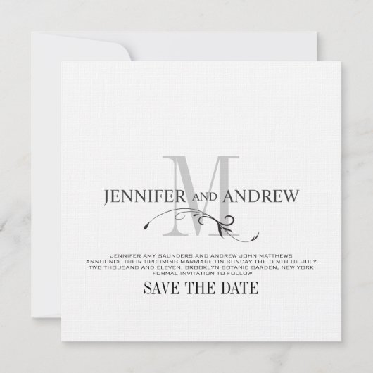 Sparen het Huwelijk Announcement2 van het Monogram Save The Date (Voorkant)