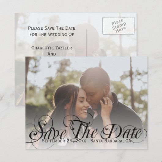 Sparen het Malplaatje van de Foto van de Datum Aan Aankondigingskaart (Voorkant / Achterkant)