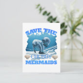 Sparen het Manateeg van de Zeemeermin van Chubby Briefkaart (Staand voorkant)