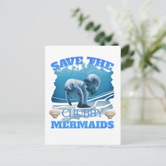 Sparen het Manateeg van de Zeemeermin van Chubby Briefkaart (Staand voorkant)