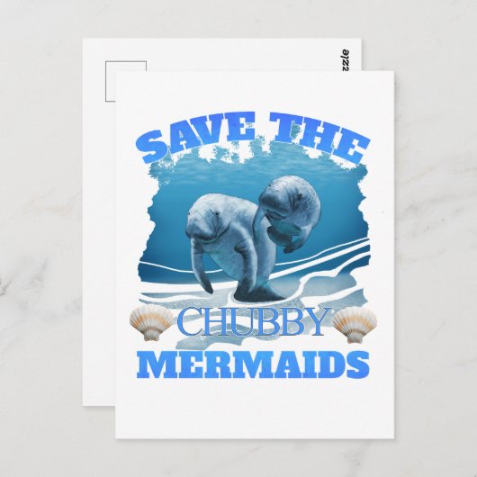 Sparen het Manateeg van de Zeemeermin van Chubby Briefkaart (Voorkant / Achterkant)