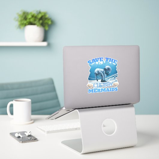 Sparen het Manateeg van de Zeemeermin van Chubby Sticker (Laptop op bureau)