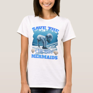 Sparen het Manateeg van de Zeemeermin van Chubby T-shirt