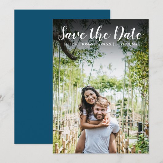 Sparen het Manuscript van de Datum Eenvoudige Mode Save The Date (Voorkant / Achterkant)