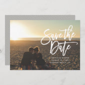 Sparen het manuscript van de Datum, horizontaal, l Save The Date (Voorkant / Achterkant)