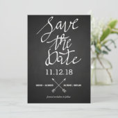 Sparen het Manuscript van de Datumtypografie Chalk Save The Date (Staand voorkant)