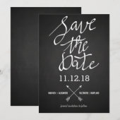 Sparen het Manuscript van de Datumtypografie Chalk Save The Date (Voorkant / Achterkant)