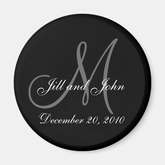 Sparen het Monogram van de Datum & de Voornamen Magneet (Voorkant)