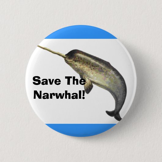 Sparen het Narwhal! Ronde Button 5,7 Cm (Voorkant)
