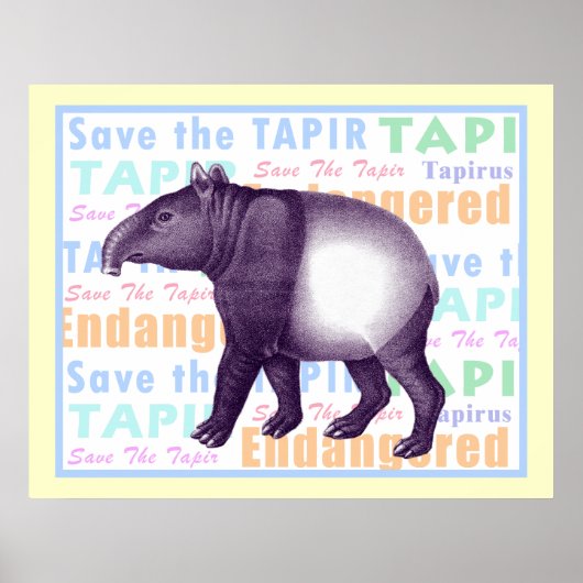 Sparen het Poster van Tapir - Aziatische Tapir (Voorkant)