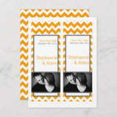 Sparen het Teken van de Datum Geel Gray Chevron Aankondigingskaart (Voorkant / Achterkant)