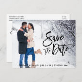 Sparen het Van de Datumpaar het Moderne Manuscript Briefkaart (Voorkant / Achterkant)