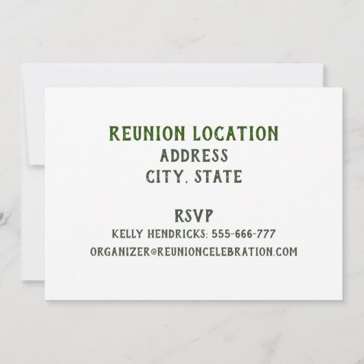 Sparen het van de Familie van de Datum reünie ontw Kaart (Achterkant)