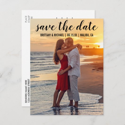 Sparen het Verloving van de Foto van het Datumpaar Briefkaart (Voorkant / Achterkant)