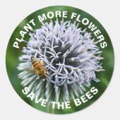 Sparen het Wereldbol van de Bijen Thistle Floral Ronde Sticker (Voorkant)