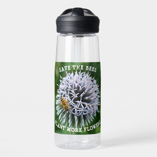 Sparen het Wereldbol van de Bijen Thistle Floral Waterfles (Voorkant)