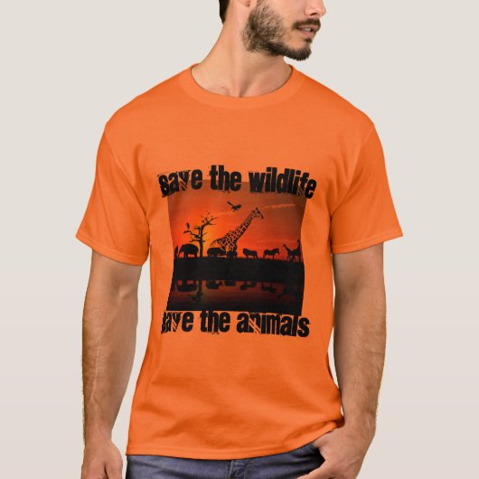 Sparen het wild sparen de dieren man oranje T-S T-shirt (Voorkant)