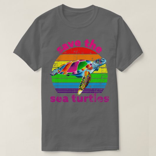 Sparen het Zee Draait retro Regenboogontwerp T-shirt (Design voorkant)