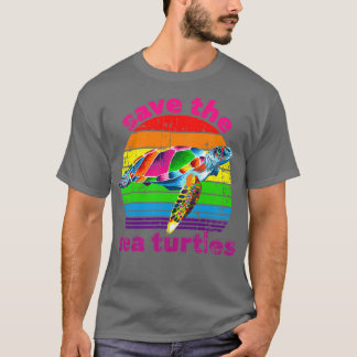 Sparen het Zee Draait  retro Regenboogontwerp T-shirt