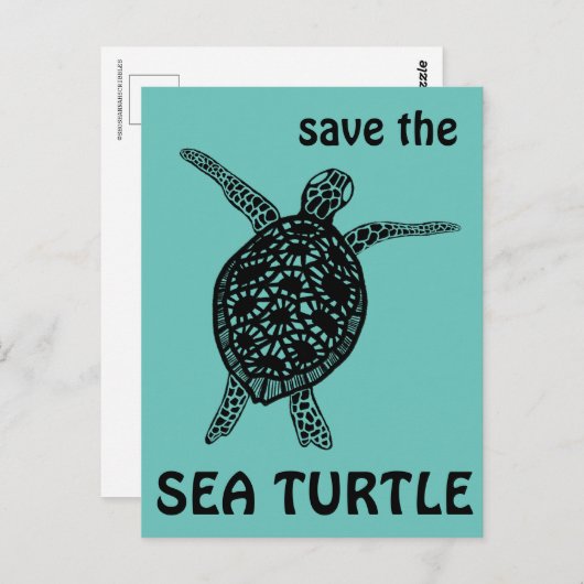 Sparen het Zee Turtle Tortoise Climate Change Post Briefkaart (Voorkant / Achterkant)