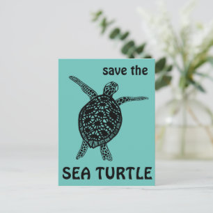 Sparen het Zee Turtle Tortoise Climate Change Post Briefkaart