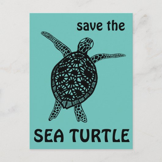 Sparen het Zee Turtle Tortoise Climate Change Post Briefkaart (Voorkant)