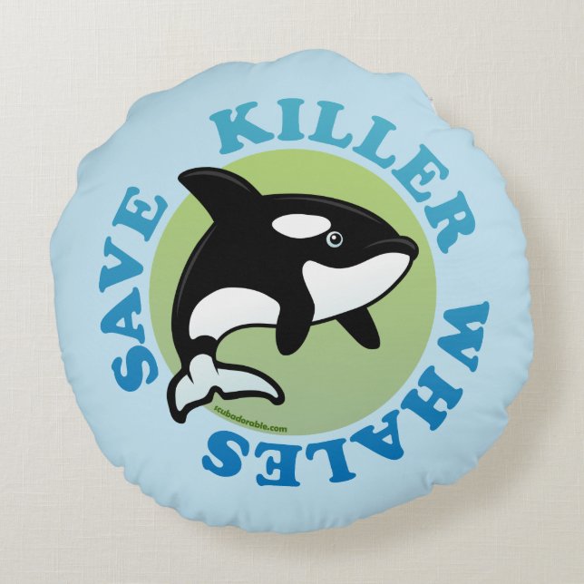 Sparen Killer Whales Rond Kussen (Achterkant)