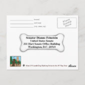Sparen Leash Dog Walking Senator Feinstein Briefkaart (Achterkant)