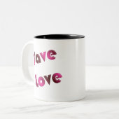 Sparen Liefde. verlooptekst. Tweekleurige Koffiemok (Voorkant links)