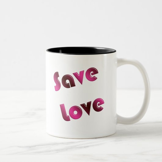 Sparen Liefde. verlooptekst. Tweekleurige Koffiemok (Rechts)
