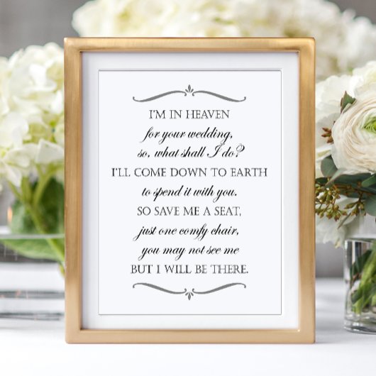Sparen me een Seat Elegant Wedding Memorial Voorzi Poster