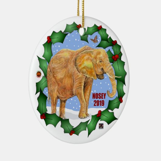 Sparen Nosey nu 1e jaarlijkse kerstversiering. Keramisch Ornament (Rechts)