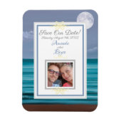 Sparen onze date Gemonlit blauwgroen zee strandbru Magneet (Verticaal)