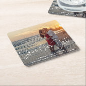 Sparen onze Datum Elegant Foto van het Manuscript  Kartonnen Onderzetters (Schuin)