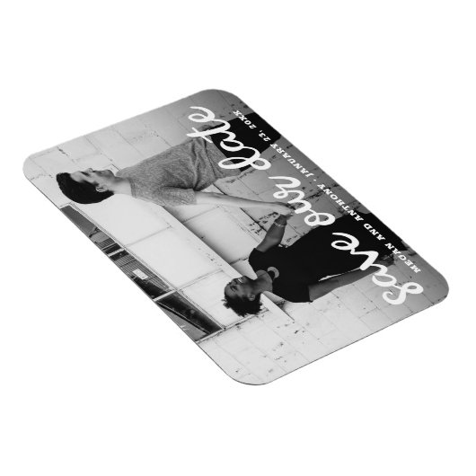 Sparen onze Datum Moderne Handgeschreven Foto van Magneet (Rechterzijde)