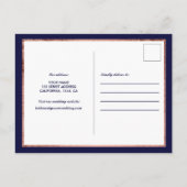 Sparen onze datum roos gouden navy foto-grid colla aankondigingskaart (Achterkant)