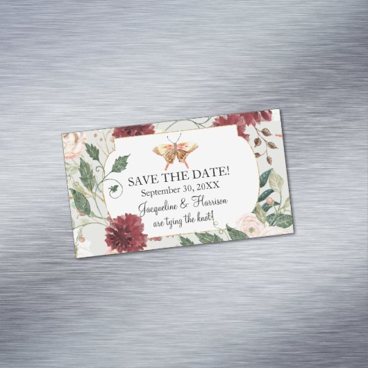 Sparen Onze Datum Waterverf Butterfly Garden Flora Magnetisch Visitekaartje (Voorbeeld)