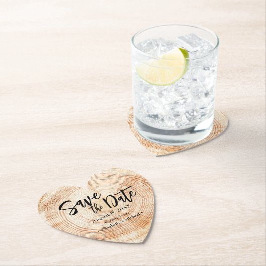 Sparen onze datum Wood grain Wedding Rustic Kartonnen Onderzetters (Insitu)